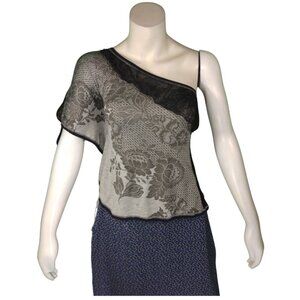 Women Black/Grey One Shoulder Top